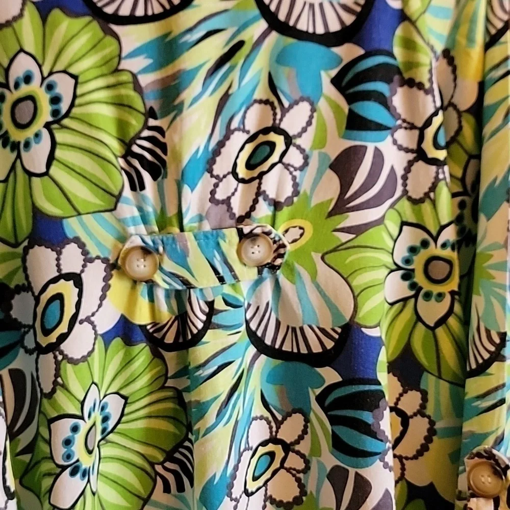 For Cynthia-Linen/Viscose large collared 3/4 sleeved print jkt. Medium.